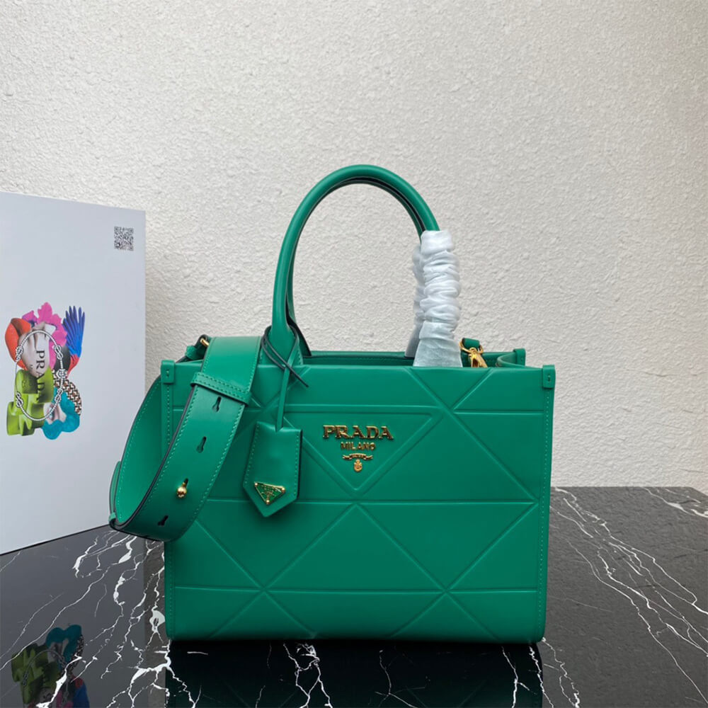 small leather Pra*a symbole bag with topstitching