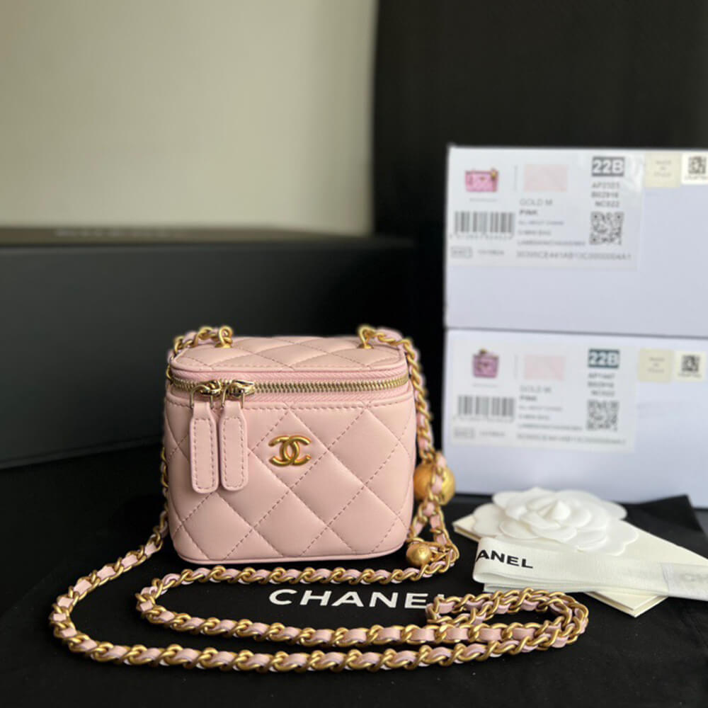 Ch*el quilted pearl crush mini vanity case