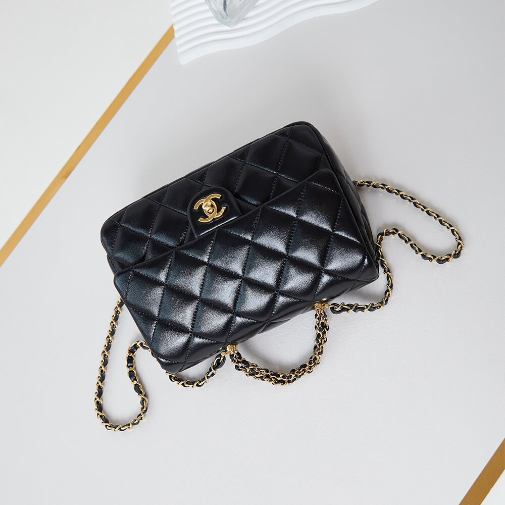 Ch*el flap bag with top handle