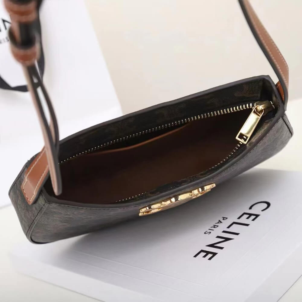 Ce**e medium tilly bag in triomphe canvas and calfskin