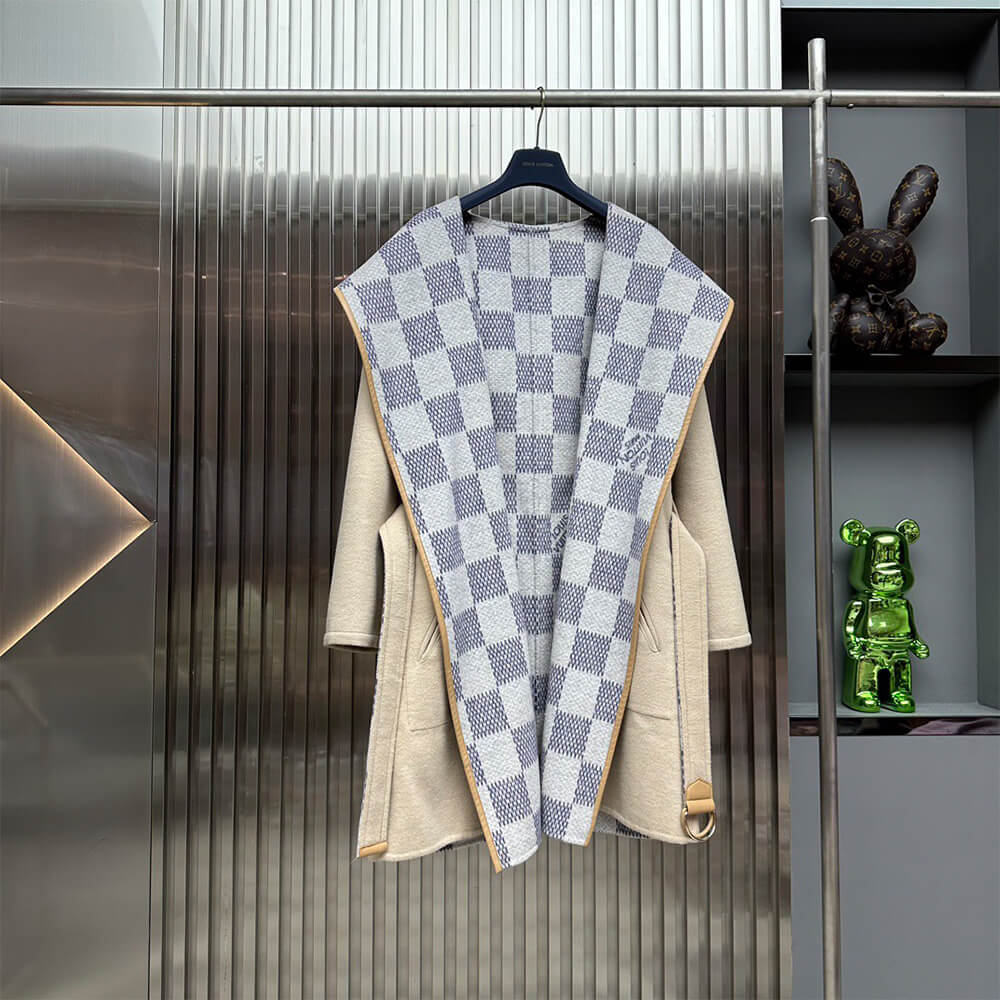 LV Reversible Damier Azur Hooded Wrap Coat(HIGH-END GRADE)