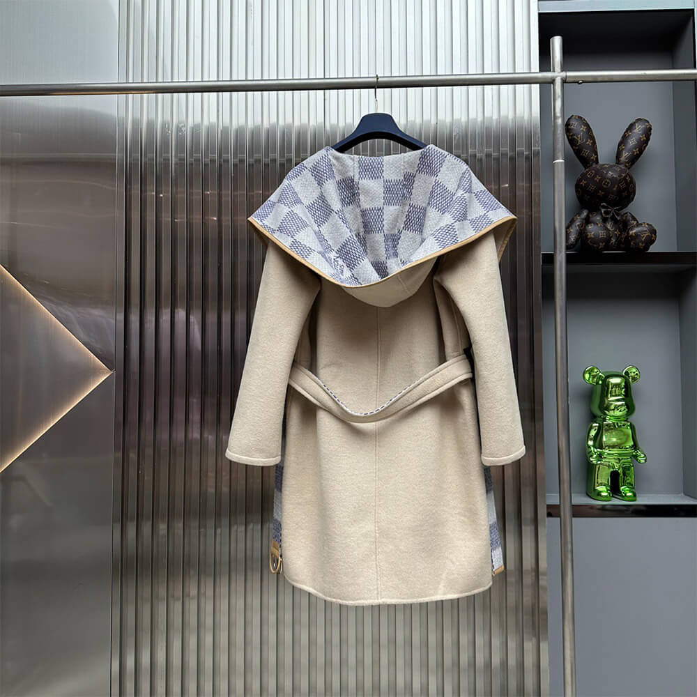 LV Reversible Damier Azur Hooded Wrap Coat(HIGH-END GRADE)