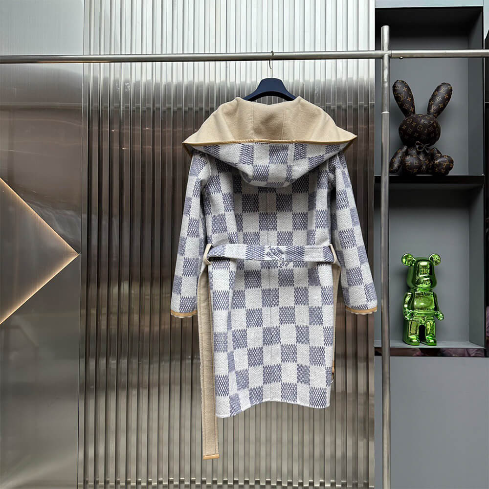 LV Reversible Damier Azur Hooded Wrap Coat(HIGH-END GRADE)