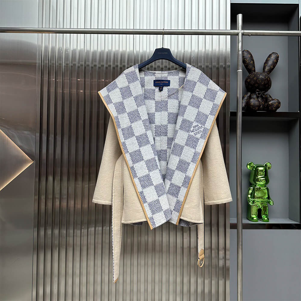LV Reversible Damier Azur Hooded Wrap Coat(HIGH-END GRADE)