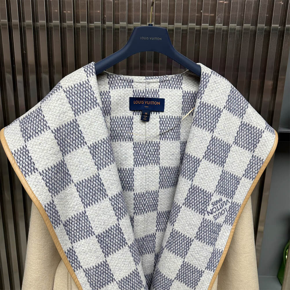 LV Reversible Damier Azur Hooded Wrap Coat(HIGH-END GRADE)