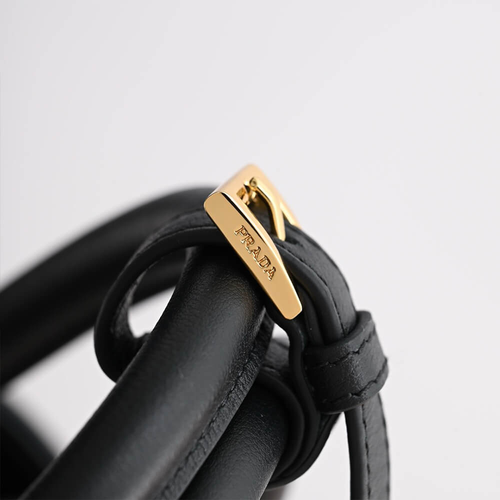 Pra*a buckle small leather handbag with belt(high-end grade)