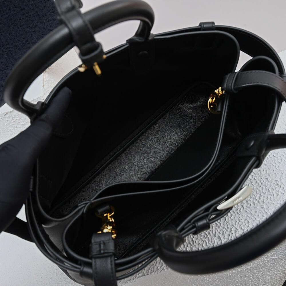 Pra*a buckle small leather handbag with belt(high-end grade)