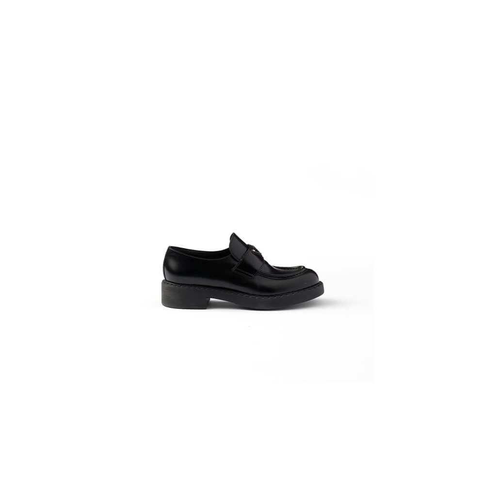 Pra*a chocolate brushed leather loafers