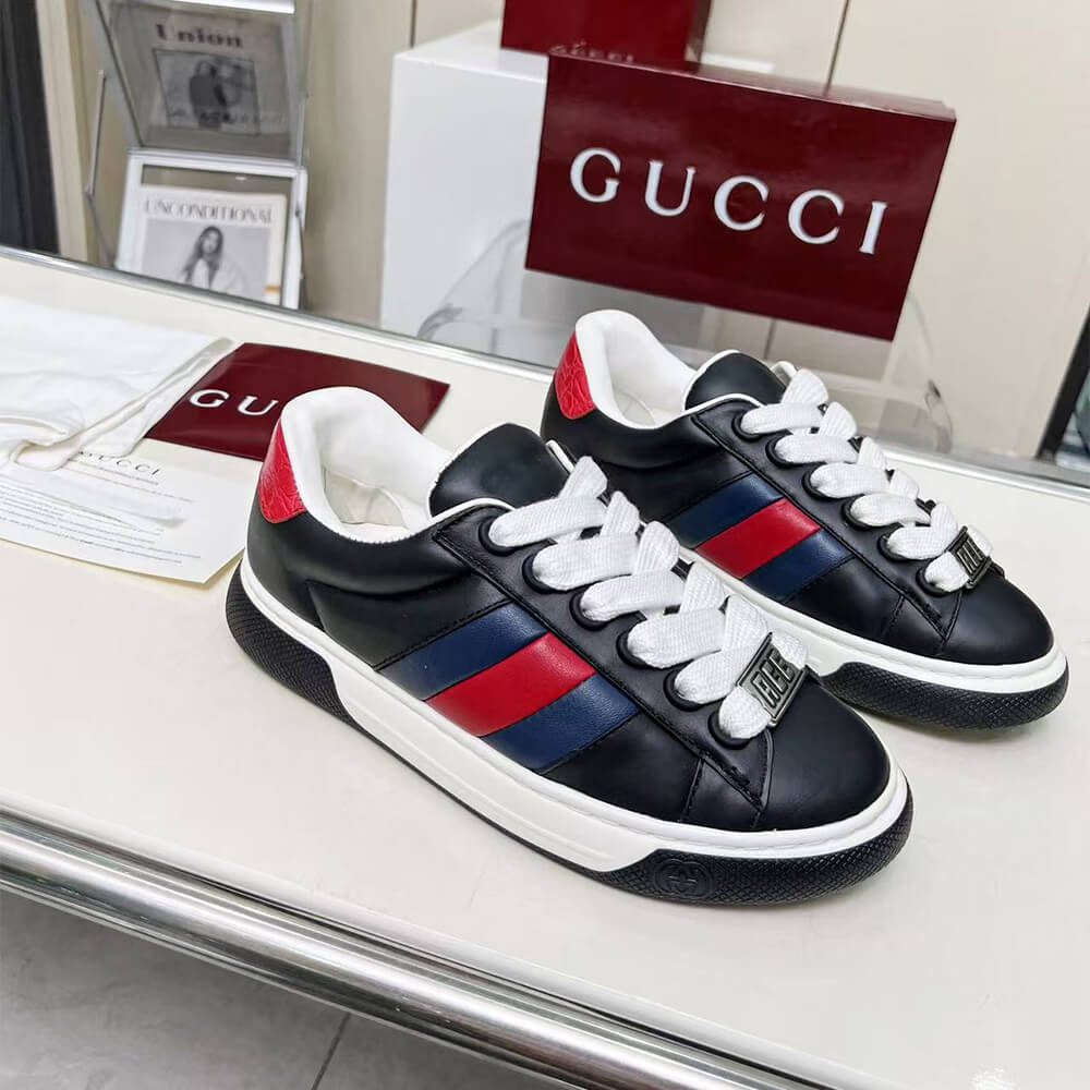 G*u*i ace web stripe leather sneakers